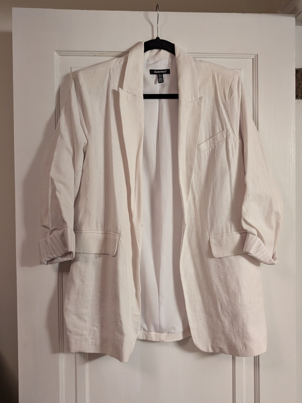 Ellen Tracy Women's Cream Open-Front Blazer